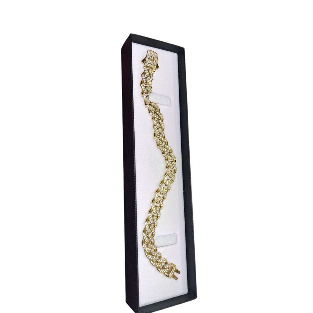 14K✨ Miami Cuban Link Chain Bracelet ✨ 21gr -Gold and Silver Bracelet